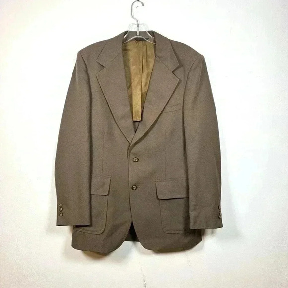 Vintage Hughes and Hatcher Sport Coat Suit Tan 1949 Usa Union Tag 40 42 Mens - Picture 1 of 13
